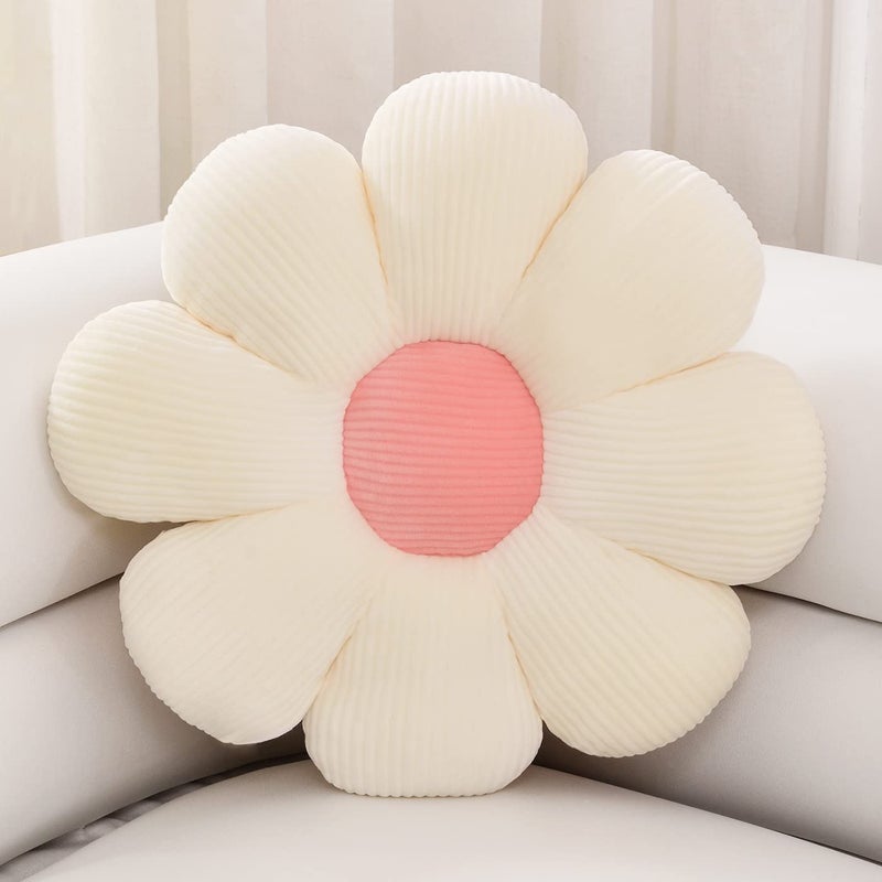 Sioloc Flower Shaped Throw Pillow - Butt Cushion & Seating Cushion, Cute Room Decor & Plush Pillow for Bedroom Sofa Chair (White, 23.6" ) - Image 1